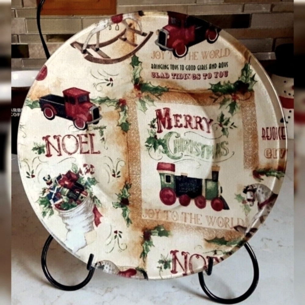 Christmas Decorative handmade 8" plate Victorian Christmas Toys